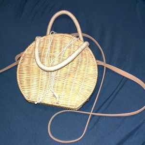 Blush Pink & straw crossbody